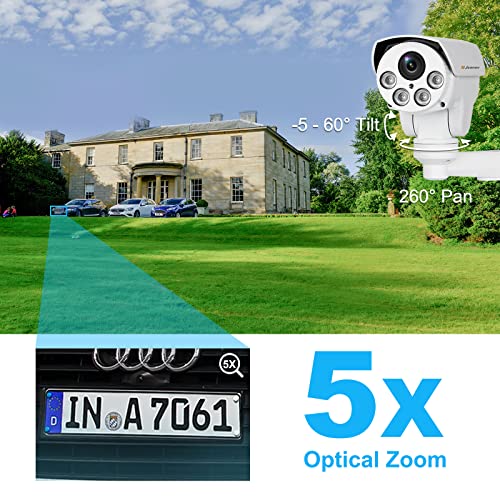 Jennov Poe Security Camera 5Mp(2592X1944) Hd Ip Ptz Security Camera Cctv Home Video & Audio Surveillance Outdoor Pan Tilt & 5X Zoom Night Vision Motion Detection Free Phone App Remote View #TOP1
