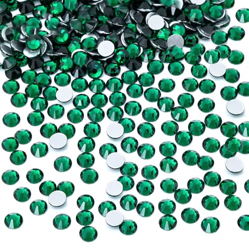 qiipii 5760pcs SS6 2mm Emerald Green Flatback Glass Gems Rhinestones Bulk