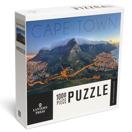 Lantern Press Cape Town, South Africa, Table Mountain 1000 Piece Jigsaw Puzzle for Adults, Made in USA with Reference Poster