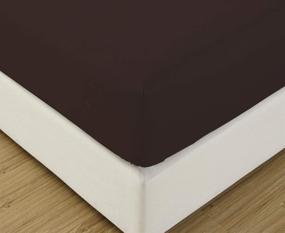 Twin XL Fitted Sheet - Single Fitted Deep Pocket Sheet - Fits Mattress Perfectly 13 Inch Deep Pocket- 600 TC 100% Egyptian Cotton - Solid Chocolate