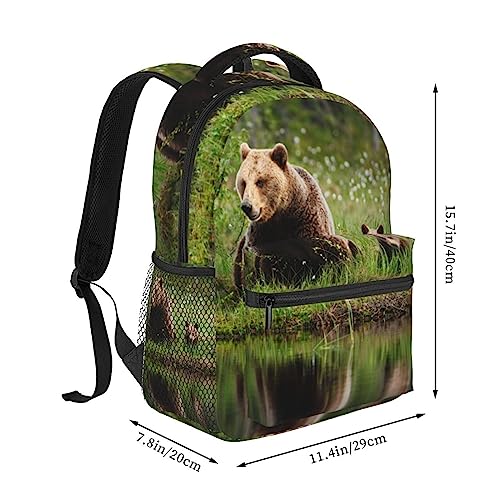 Sac à dos imprimé River Bear Mom BAFAFA en toile résistante avec grand volume - 2