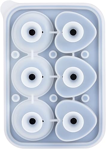 Miniatura 8 de Bandejas de silicona para cubitos de hielo con forma de corazón de rosa, bandeja redonda de silicona de fácil liberación con tapas para cócteles de