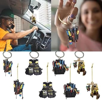 Tangseajiao Multicolour Unique Acrylic Keychain with Electrician Tool Charm Practical Electrician Tool Keychain Bag Pendant Keyrings Charm Women's Keyrings, Multi, 1