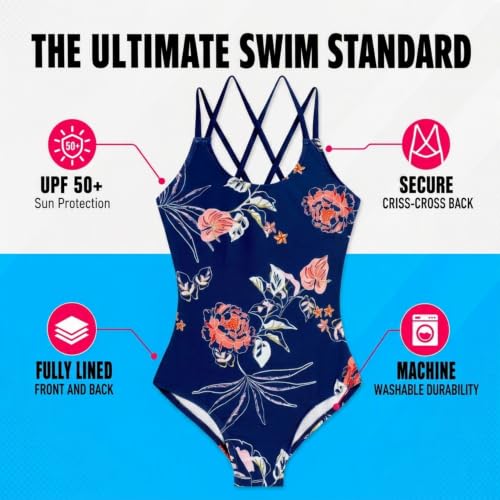 Image of Kanu Surf Girls' Reese UPF 50 Beach Sport Criss-Cross One Piece Swimsuit