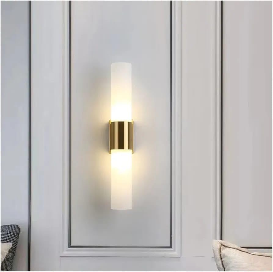 Image of Glowave Golden Acrylic Light Cylindrical Design Wall Lamp Lighting Sconce for Living Room Bedroom Bedside - Tricolour (White, Warm White, Natural White) (6113)