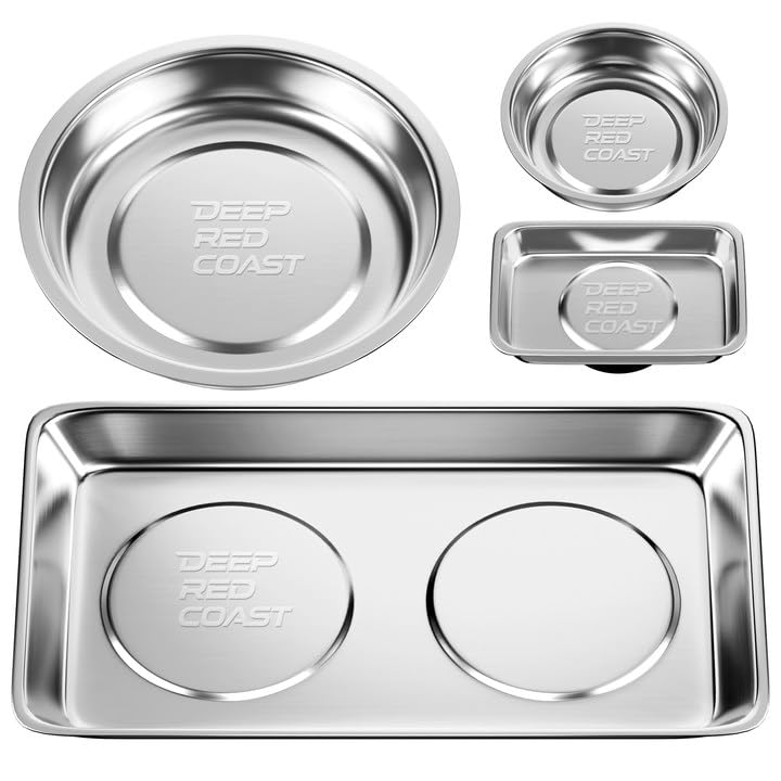 Magnetic Parts Trays - 4 Pack Stainless Steel -1