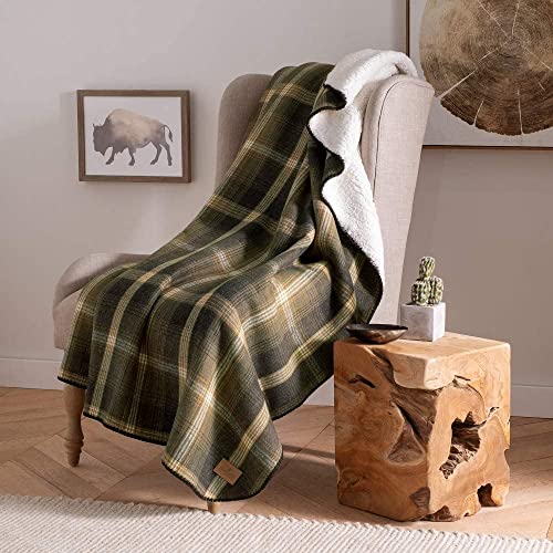 Pendleton 01299 Plaid Sherpa Cotton Throw Blanket Soft Plush Blanket Cozy Throw For Living Room Couch Sofa Or Chair Warm Cotton Blankets, 70 X 50-Inch, Oxford Plaid/Green #TOP15