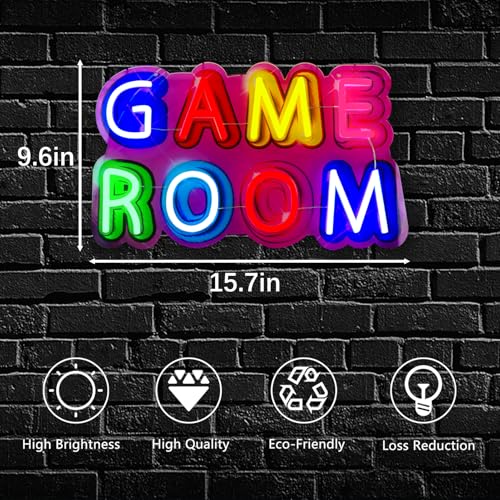 Image of Game Room Neon Sign,Game Neon Lights Wall Decor for Internet Cafe, Gaming Room, Man cave, Bedroom Gift Art for Boys Girls Fans Gamer-15.8 x 9.61 IN-USB Powered-Acrylic