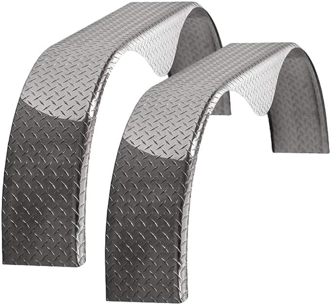 Premium 2-Pack Diamond Plate Aluminum Tandem Teardrop Fenders for Double Axle Trailer - 72”L x 10”W x 20”H | Heavy-Duty .063” Thick Aluminum for Superior Strength & Corrosion Resistance