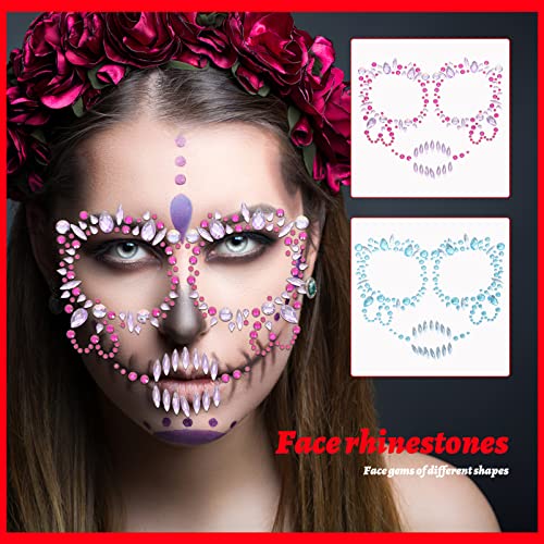 Lurrose 20 Conjuntos de Joias de Rosto Joias de Rosto Adesivo Rave de Festa de Halloween Joias Corpo
