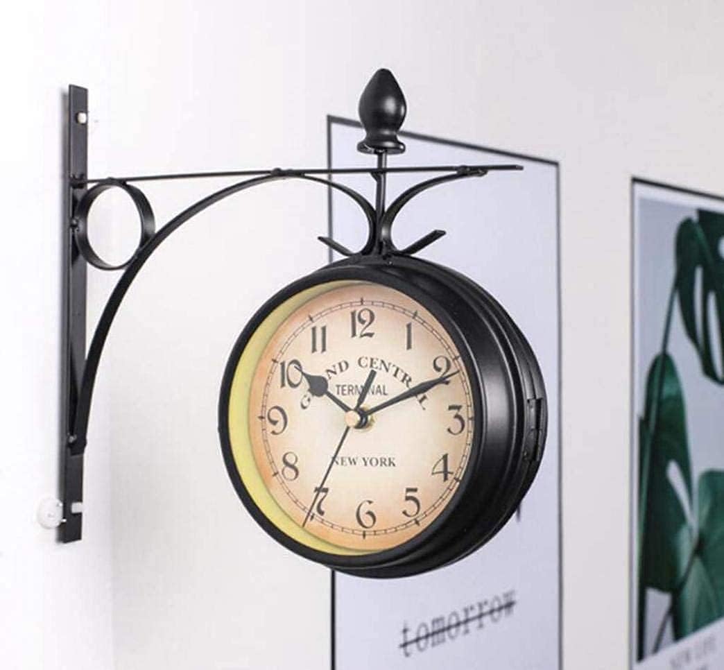 Double Sided Wall Clock,Retro Wall Clock Outdoor Garden Wall Clock Outdoor Indoor Garden Wall Clock, Silent Non Ticking