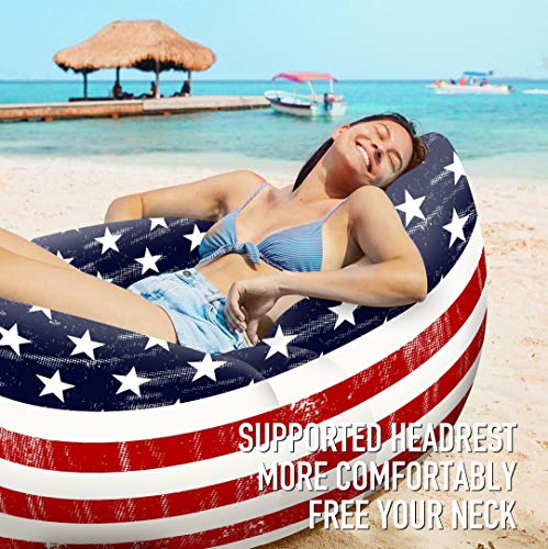 Orsen Camping Accessories Inflatable Lounger Couch Hammock Waterproof, Air Sofa for Backyard Lakeside Beach with Compression Sacks, Outdoor Gifts for Men Boyfriend (USAFLAG)