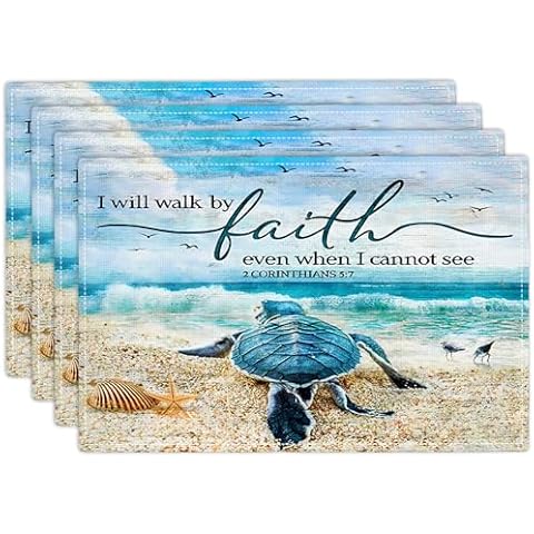 Nautical Sea Turtle Placemats Set of 4 Cover