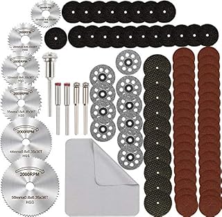 Cutting Wheel Discs Set for Rotary Tool, 88Pcs HSS Circular Saw Blades Diamond Wood Glass Plastic Metal Stone Cutting Drill Wheels Kit with 1/8 Inch Mandrels for Dremel