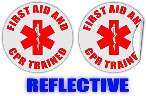 Pair - Reflective Hard Hat Stickers | Helmet Safety Decals Labels | First Aid and CPR Trained Sticker Decals