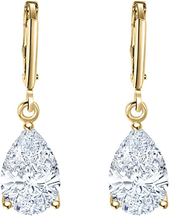 Wonderful 6x8mm Pear Cut White Diamond Over .925 Sterling Silver Fancy Party Wear Dangle Clip-On Earrings For Women