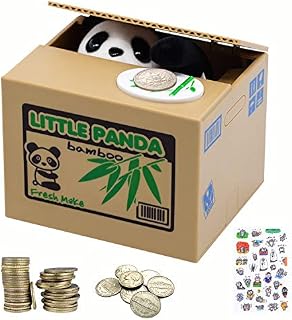 Electronic Panda Money Box for Children and Adults - Money Box with Pandas Paw for Coins - Funny Piggy Bank for Small Change - Small Electrical Savings Bank - Money Box - Panda Money Box
