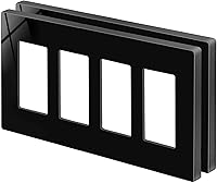 Vista 26 de BESTTEN Placa de pared sin tornillos de 5 segmentos, cubierta de enchufe decorador, placa decorativa para interruptor, serie blanca nieve brillante