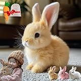 Kalbooz Realistic Robot Bunny, My Realistic Bunnys Toy, Bunbi Bunny Plush-Realistic RabbitToys for Kids,Limb Wiggling Ears Shaking,Interactive Electronic Pet Plush Hopping Rabbit Toy (Brown-A)
