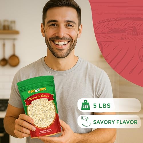 We Got Nuts White Hulled Sesame Seeds 5 Lbs (80oz) Bag | No Preservatives Added, Non-GMO, 100% Natural With No Shell | For Baking, Salad Toppings, Cereal, Roasting