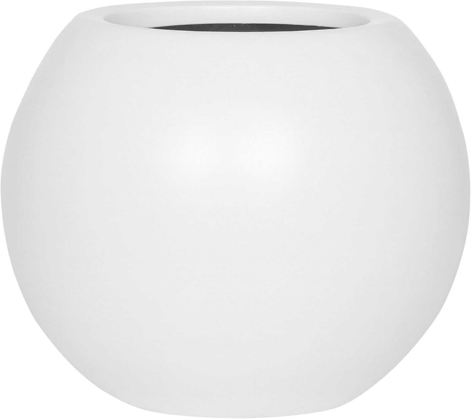 Pottery Pots Beth Extra Small Fiberstone Indoor Outdoor Modern Round Planter, 10.2 Inch Diameter, Matte White