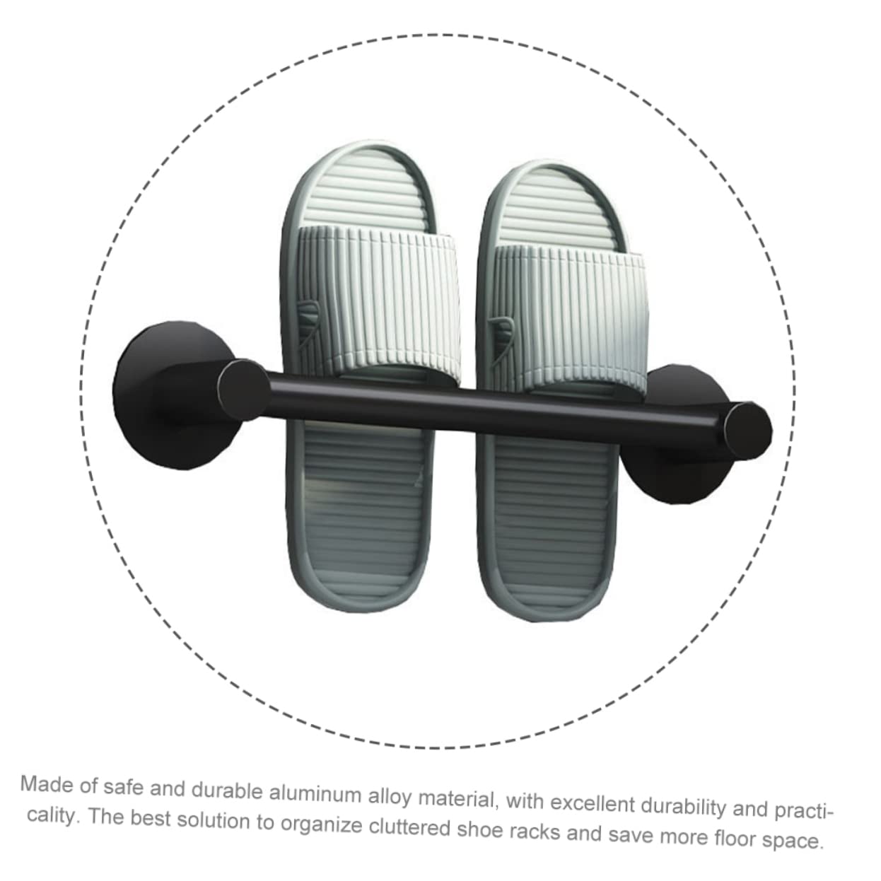 MYLERCT Support Mural Pour Pantoufles, 4 Pièces, Range Chaussure Sans Perçage, Mural, Etagère à Chaussures Aluminium Spatial, Blanc Et Noir, Pour Salle De Bain, Salon, Chambre