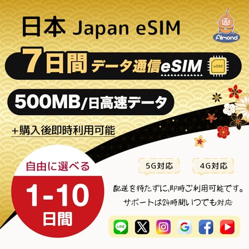 yAlmond eSIMz{ eSIM 7 500MBf[^/+ᑬbf[^ʐM vyChsimbsimJ[h {bSIMsvE?bz҂svőpb24ԑT|[gbJapan Prepaid eSIM C