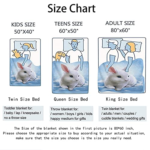 Auhomea Winter Snow Cute Rabbit Bunny Throw Blanket Lightweight Flannel Fleece Blankets Warm And Cozy Throws For Winter Bedding And Couch 50"X40" Inches For Kids Adults #TOP3