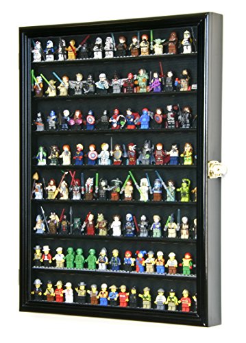 sfDisplay.com,LLC. Large 110+ Figure Men Miniatures/Minifigures/Display Case Cabinet Holder – Lockable (Black Wood Finish)