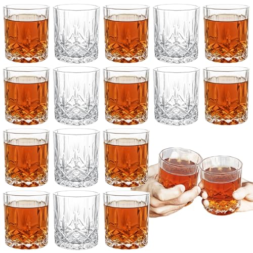 LOPYXBR Small Whisky Glasses 200ml / 7oz, Whiskey Glass Set of 18, Old Fashioned Crystal Whiskey Glass Gift Set for Men, Classic Whiskeys Glasses Tumblers 200ml for Cocktails