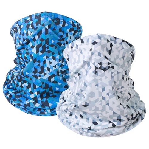 2 Pack Neck Gaiter - Cooling Face Cover & Neck Protector, UV Protection Breathable Bandana for Outdoor Sports Fishing Cycling Hiking(Blue-grey)