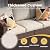 VICLLAX 8 Pieces Patio Furniture Set with Metal Fire Pit Table, Outdoor Conversation Set Includes 3-seat Sofa, 2 Swivel Outdoor Chairs with Side Table, Patio Loveseat and 2 Ottomans, Beige Cushion