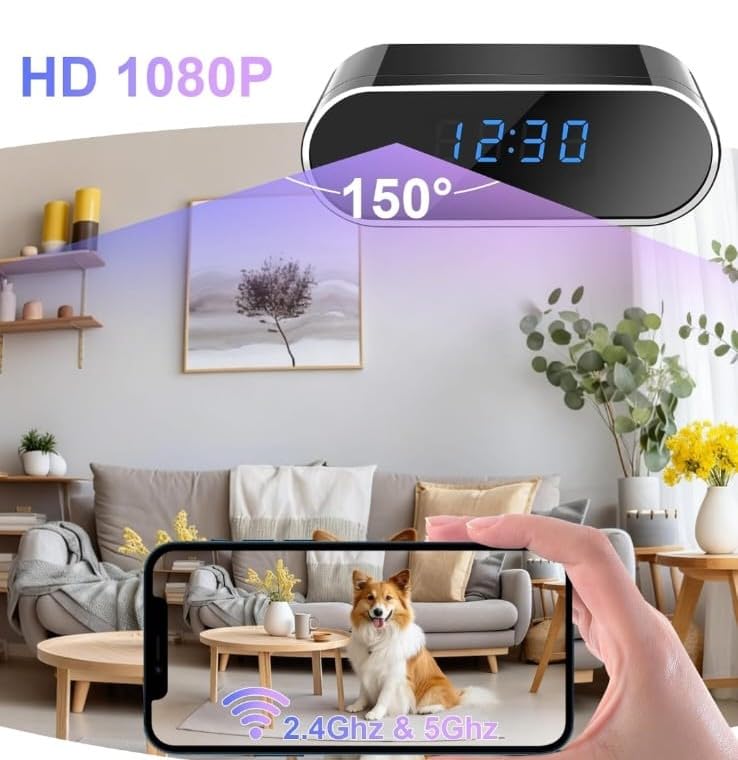 Sveglia Digitale Con Telecamera Nascosta WiFi – Full HD 1080p, Rilevamento Movimento, Visione Notturna, Controllo Da App, Registrazione Loop