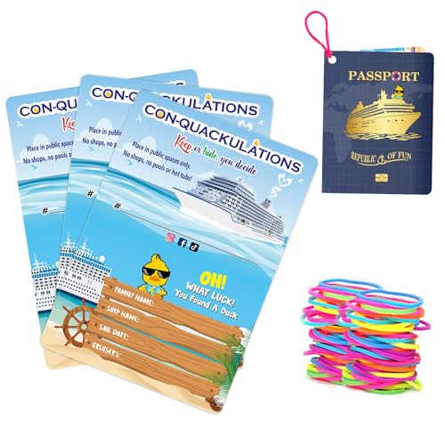 La Mejor Lista de Etiqueta de goma para comprar online. 45 Cruising Duck Tags, tarjetas de juegos de pato de carnaval, 50 etiquetas de pato, 50 bandas de goma, 4.1 x 2.9 pulgadas, diseño de pasaporte con agujero y bandas de goma