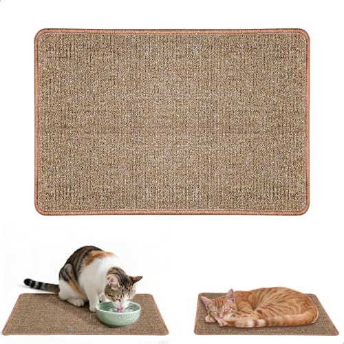 Tapis Sisal, Tapis Griffoir Chat Tapis Jeu Chat, Griffoir Résistant 60x40 cm, Antidérapant et Lavable, Protection Canapé Multifonction en Couleur Café
