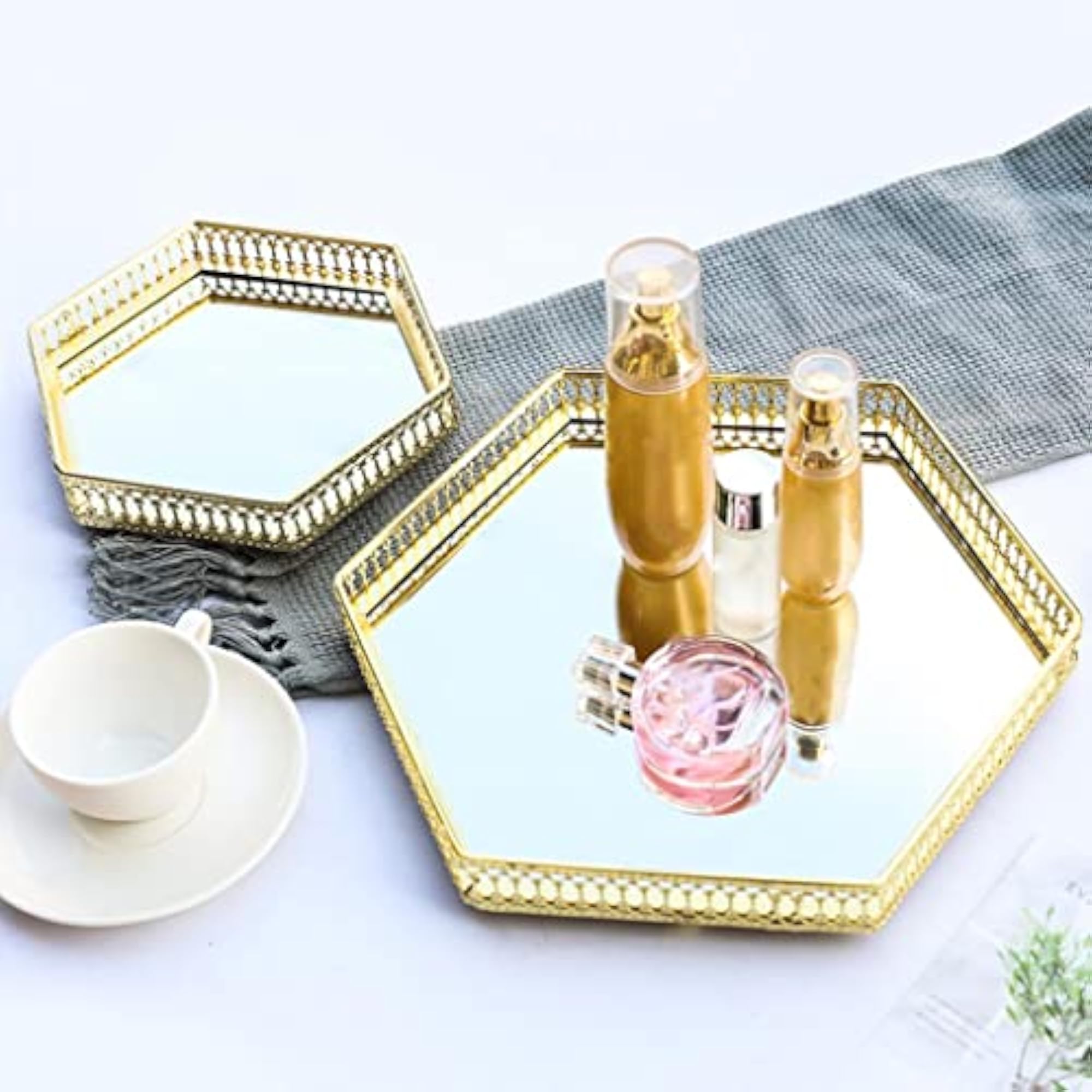 Tray Serving Mirror Jewelry Dish Storage Display Tray