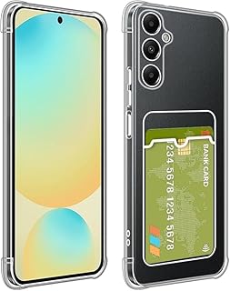 جراب حماية مع فتحة بطاقة بتصميم رفيع وناعم ومقاوم للصدمات وشفاف من السيليكون والبولي يوريثين الحراري لموبايل سامسونج جالاكسي S24 FE