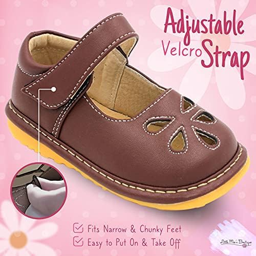 Miniatura 5 de Little Mae's Boutique Mary Jane - Zapatos chirriantes para niñas pequeñas, zapatos ideales para caminar con chirriador extraíble y correa ajustable,