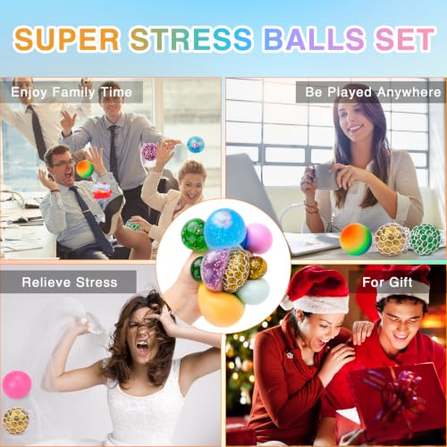 Image of Stress Balls 8 Pack for Adults and Kids, Squeeze Squishy Fidget Toys