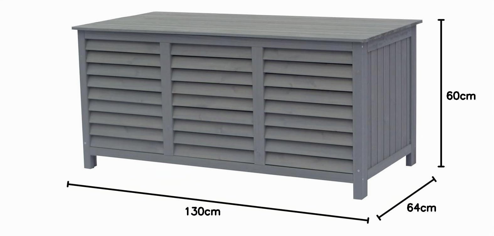 Coffre de Jardin en Bois Macao - 130 x 64 x 60 cm - Anthracite