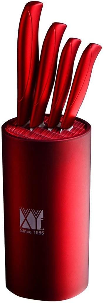 Love Your Kitchen Universal Knife Block (Without Knives) - Round Cylinder Knife Holder Stand for Steak Knife, Space-Saver Knife Block (Red)