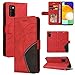Produktbild Hülle für Samsung Galaxy A03S Handyhülle Lederhülle Premium PU Flip Case für Galaxy A03S Hüllen Stoßfeste Klappbare Standfunktion Kartenfach Magnet Schutzhülle mit Samsung A03S (Rot,A03S)