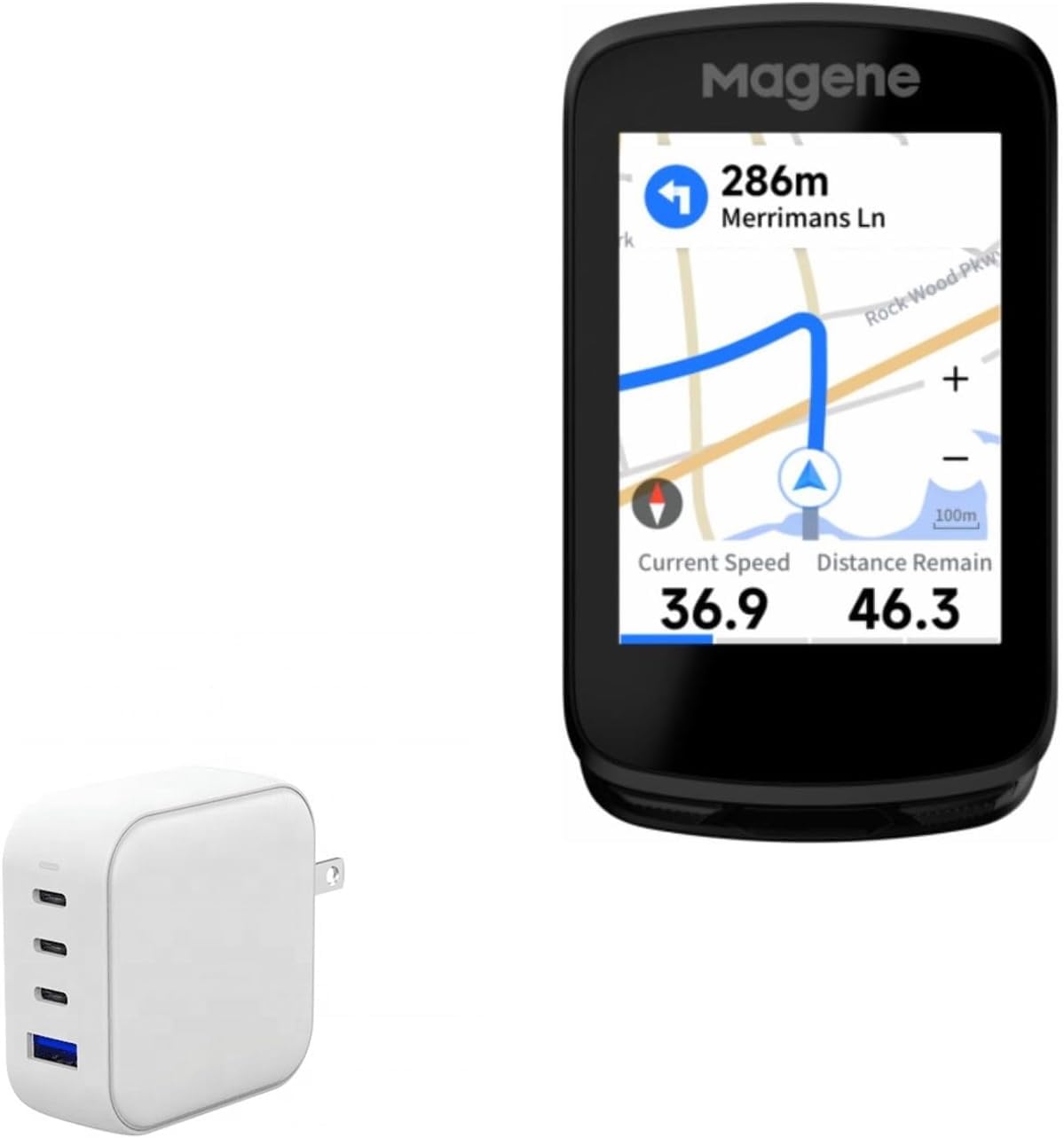 BoxWave Charger Compatible with Magene C606 GPS (2.8 in) - PD miniCube (100W), 100W 3 PD Port Wall Charger International - Winter White
