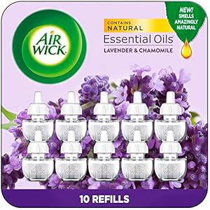 Air Wick Plug in Scented Oil Refill, 10ct, Lavender & Chamomile, Air Freshener, Essential Oils, Eco Friendly