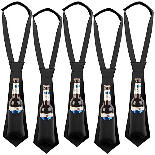 infactory Flaschenhalter: 5er-Set Krawatte mit integriertem Bierhalter, für 0,33-l-Flaschen (Herrenkrawatte, Saufkrawatte, Scherzartikel)