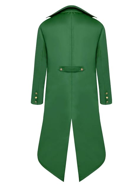 Foto 2 de 4 de Abrigo gótico para hombre, abrigo steampunk para Halloween, chaqueta disfraz (verde, 4XL)