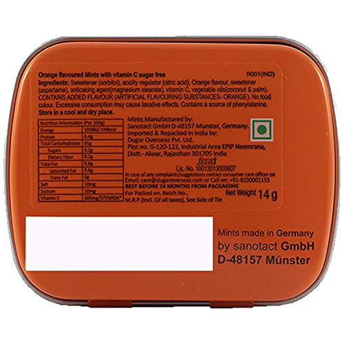 Image of Impact Products Sugar Free Mints Orange 14g - Pack of 12, 168 g