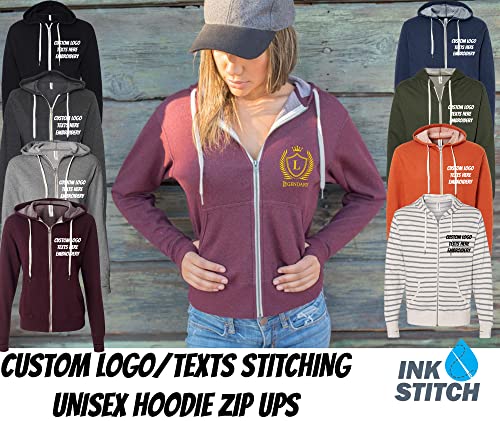 INK STITCH Unisex Prm90htz Custom Design Your Own Premium Logo Texts Embroidery Stitching Hoodie zip ups - Multicolors4