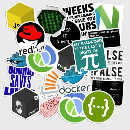 Sticker Pack 20 pcs Java Programming Vinyl Stickers, Coding Coffee Humor Waterproof Decals