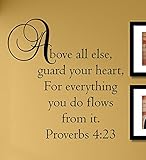 Above All Else Guard Your Heart, for Everything You do Flows from it. Proverbs 4:23 Vinyl Wall Decals Quotes Sayings Words Art Decor Lettering Vinyl Wall Art Inspirational Uplifting